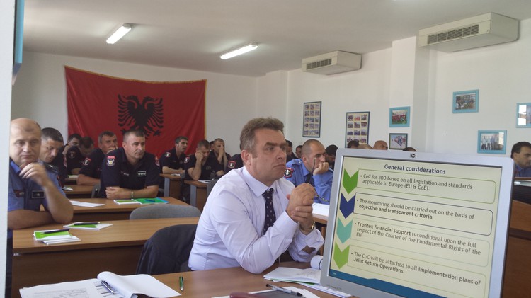 Albanian escorts undergo a training course for various scenarios they may encounter during every phase of a return flight.