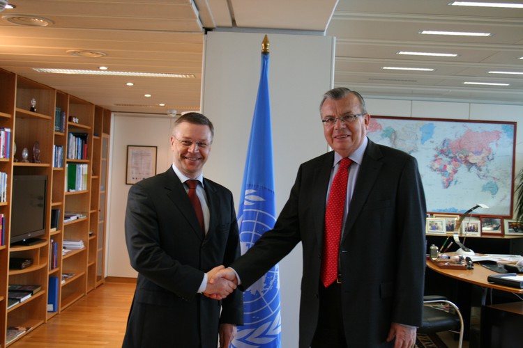 Frontex Executive Director Ilkka Laitinen and UNODC Executive Director Yury Fedotov